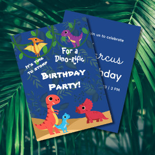 Invitación Boy Dinosaur Cualquiera Age Birday Party
