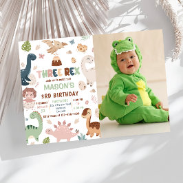 Invitación Boy Dinosaur Tres Rex Foto De Tercer Cumpleaños