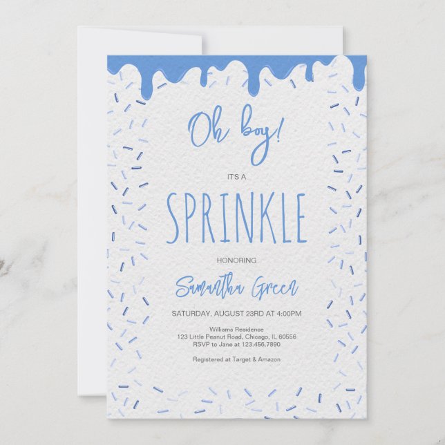 Invitación Boy Donuts Sprinkle Baby Shower (Anverso)