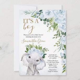Invitación Boy Elephant Baby Shower
