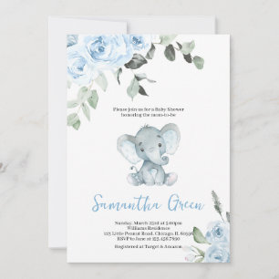 Invitación Boy Elephant Baby Shower