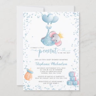 Invitación Boy Elephant Sweet Little Peanut Baby Shower