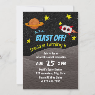 Invitación Boy Espacio Ultraterrestre 5ª fiesta de cumpleaños