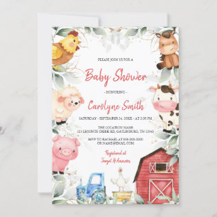 Invitación Boy Farm Animals Barnyard Baby Shower
