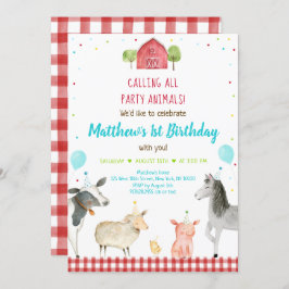 Invitación Boy Farm Fiesta Animal Cumpleaños
