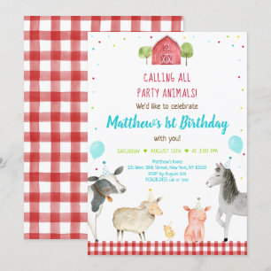 Invitación Boy Farm Fiesta Animal Cumpleaños