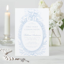 Boy First Communion Blue White Holy Spirit Vintage