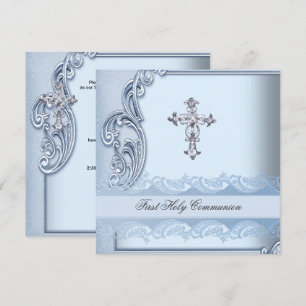 Invitación Boy First Holy Communion Blue Confirmation 2