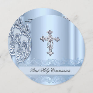 Invitación Boy First Holy Communion Blue Confirmation ab