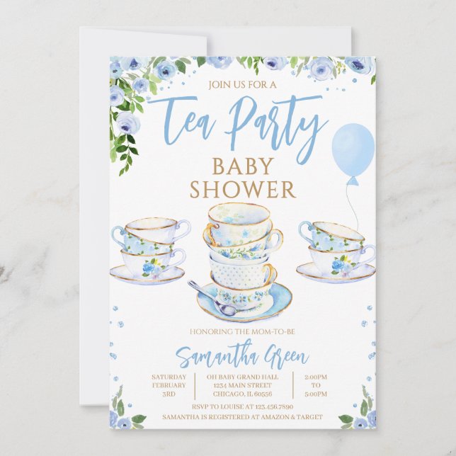 Invitación Boy Garden Tea Fiesta Baby Shower (Anverso)