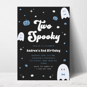 Invitación Boy Ghost Blue Two Spooky 2º cumpleaños Halloween