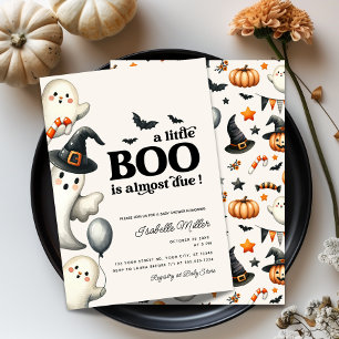 Invitación Boy Ghost Halloween Baby Shower Little Boo