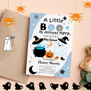 Invitación Boy Ghost Little Boo está aquí Baby Shower de Hall