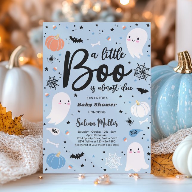 Invitación Boy Ghost Little Boo Se Debe A Baby Shower De Hall (Subido por el creador)