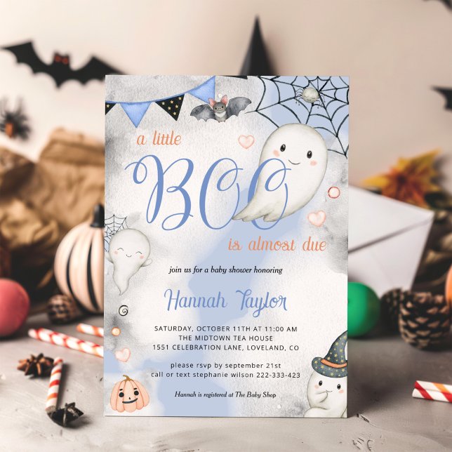 Invitación Boy Ghost Little Boo Se Debe A Baby Shower De Hall (Subido por el creador)