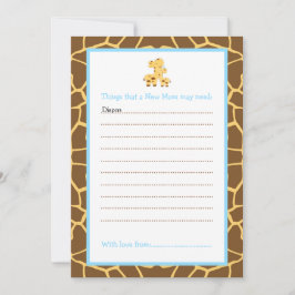 Invitación Boy Giraffe Advance List for New Moms Baby Shower