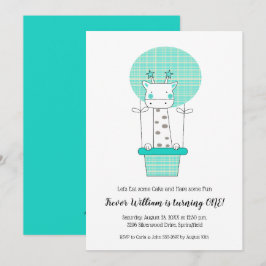 Invitación Boy Giraffe Primera Fiesta de Cumpleaños