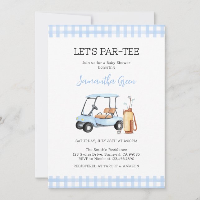 Invitación Boy Golf Baby Shower (Anverso)