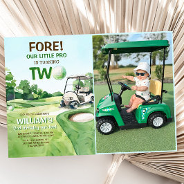 Invitación Boy Golf Par-tee Foto de cumpleaños 2