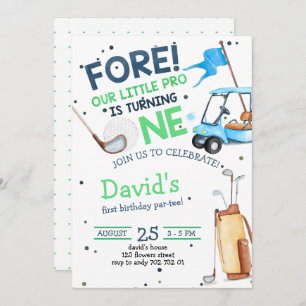 Invitación Boy Golf Par-tee Primer cumpleaños