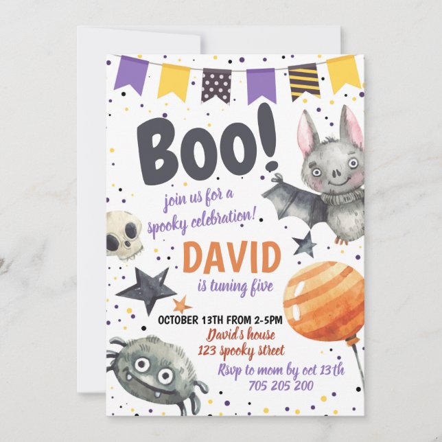 Invitación Boy Halloween Fiesta de disfraces de cumpleaños es (Anverso)