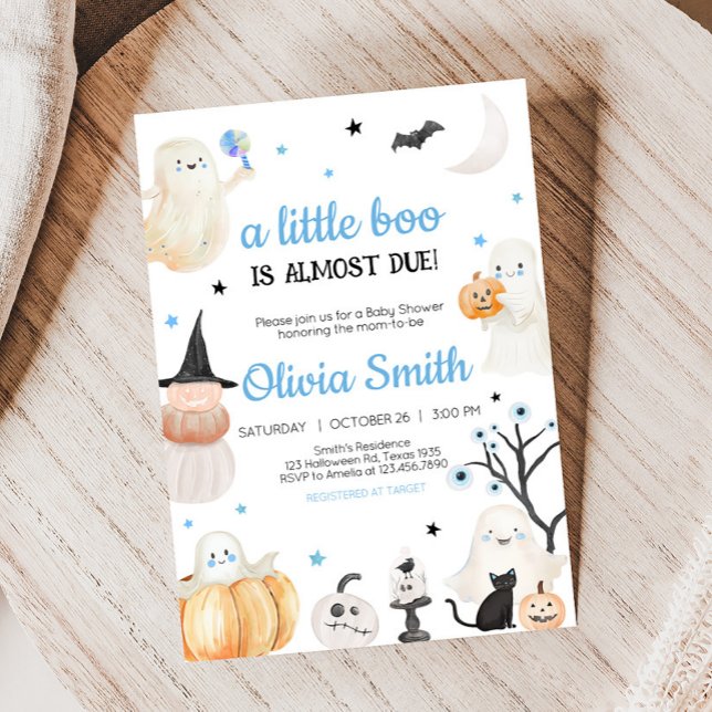 Invitación Boy Halloween Little Boo Baby Shower (A Little Boo Baby Shower Invitation)