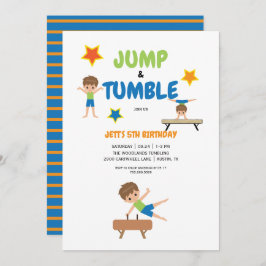 Invitación Boy Jump & Tumble Gymnastics Fiesta de cumpleaños