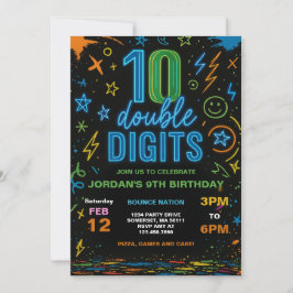 Invitación Boy Neon Doble Dígito 10 cumpleaños
