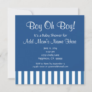 Invitación Boy Oh Boy with Blue Stripes Baby Shower A01