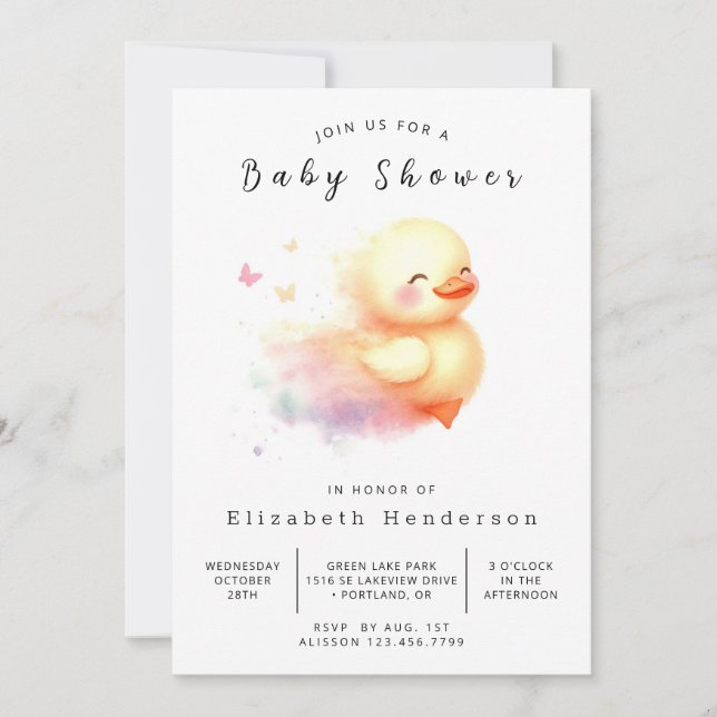 Invitación Boy Online Duck Baby Shower (Anverso)
