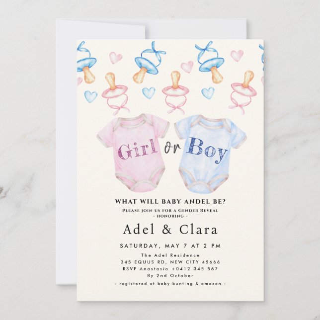 Invitación Boy or Girl | Gender Reveal Baby Shower (Anverso)