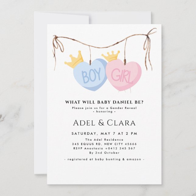 Invitación Boy or Girl Gender Reveal Invitation (Anverso)