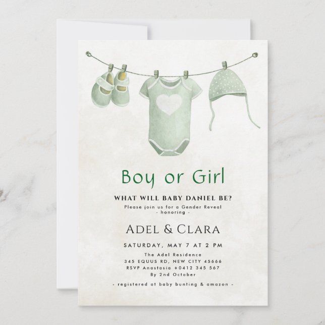 Invitación Boy or Girl Gender Reveal Invitation (Anverso)