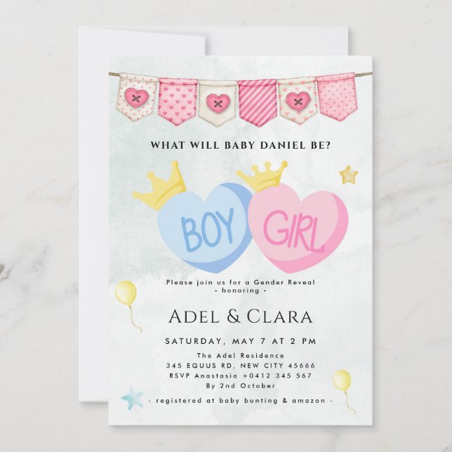 Invitación Boy or Girl Gender Reveal Invitation (Anverso)