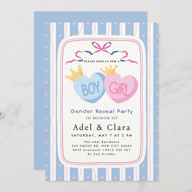 Invitación Boy or Girl Gender Reveal Invitation (Anverso / Reverso)
