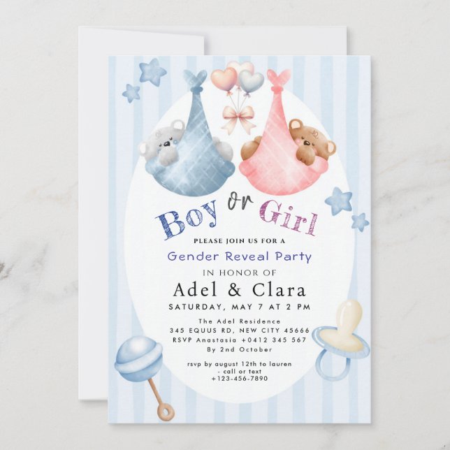 Invitación Boy or Girl Gender Reveal Invitation (Anverso)
