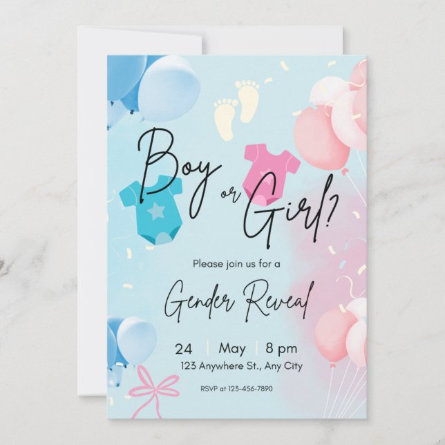 Invitación Boy or Girl Pastel Gender Reveal Invitation (Anverso)