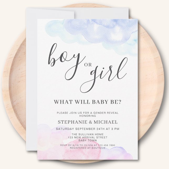 Invitación Boy Or Girl Pink And Blue Gender Reveal  (Subido por el creador)