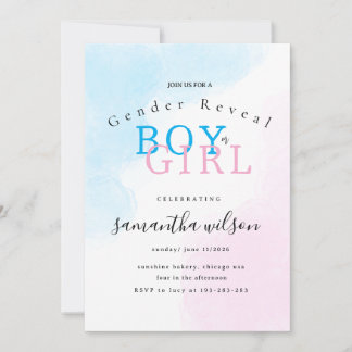 Invitación boy or girl pink blue gender reveal invitation