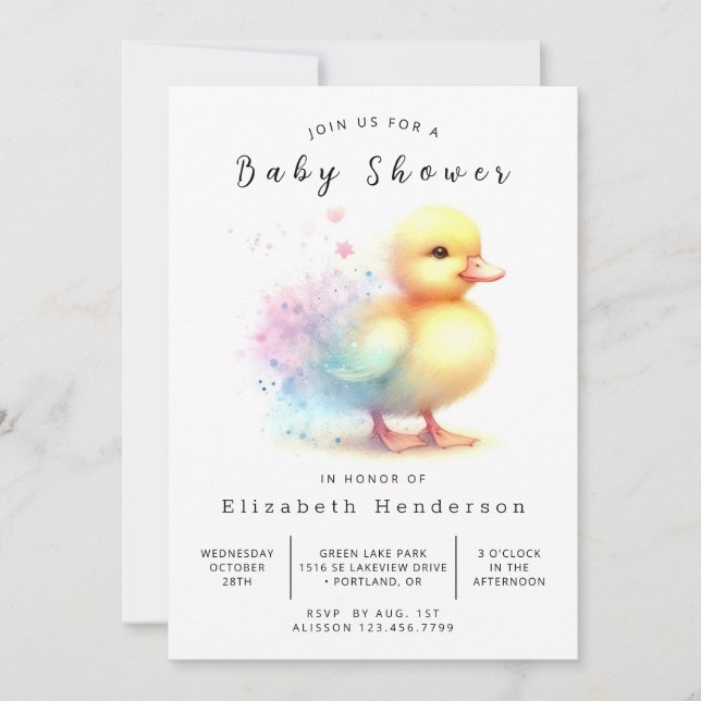 Invitación Boy Personalizado Duck Baby Shower (Anverso)