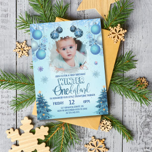 Invitación Boy Photo Winter Wonderland for Boy