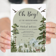 Boy Pine Tree Forest Mountain Baby Shower