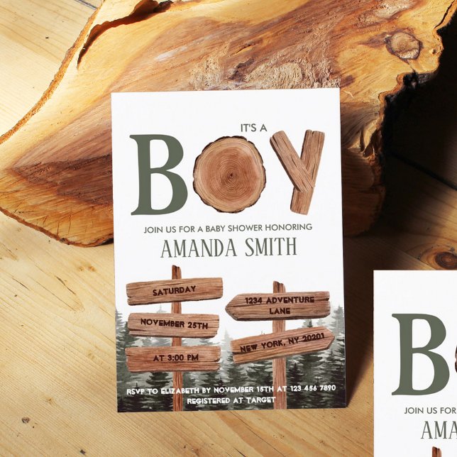 Invitación Boy Pine Trees Baby Shower (Subido por el creador)