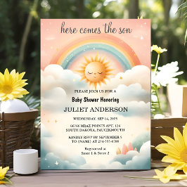 Invitación Boy Pink Único Sky Cloud Sunshine Baby Shower