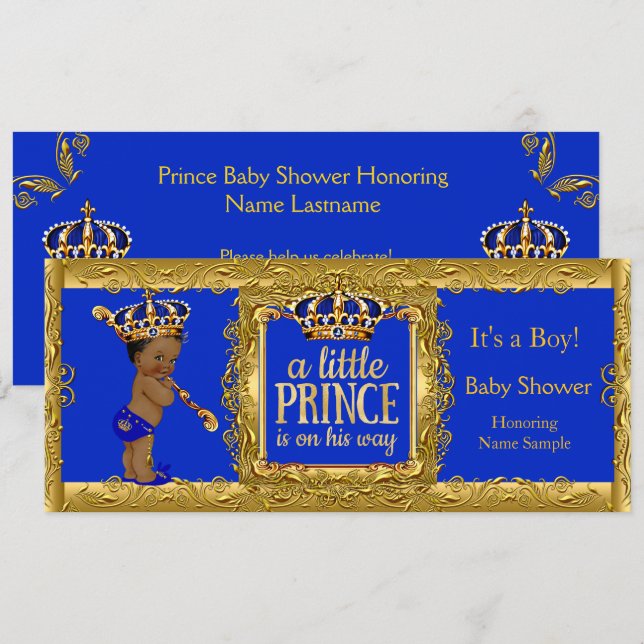 Invitación Boy Prince está en camino de la etnia real del oro (Anverso / Reverso)
