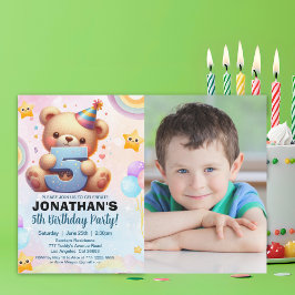 Invitación Boy’s Photo Teddy Bear Birthday 5