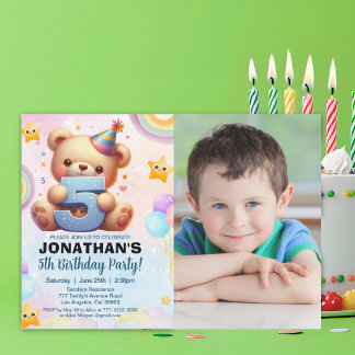 Invitación Boy’s Photo Teddy Bear Birthday 5