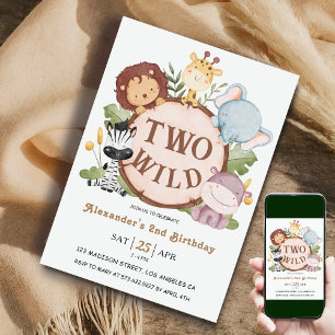 Invitación Boy Safari Animals DOS SALVAJES! Segundo cumpleaño