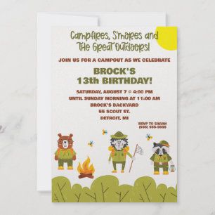Invitación Boy Scouts, Camping, Aniversario Temático Al Aire