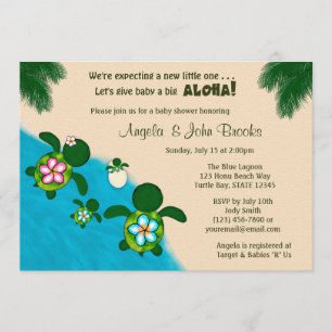 Invitación BOY Sea TURTLE Baby Shower Familia AZUL Honu 284
